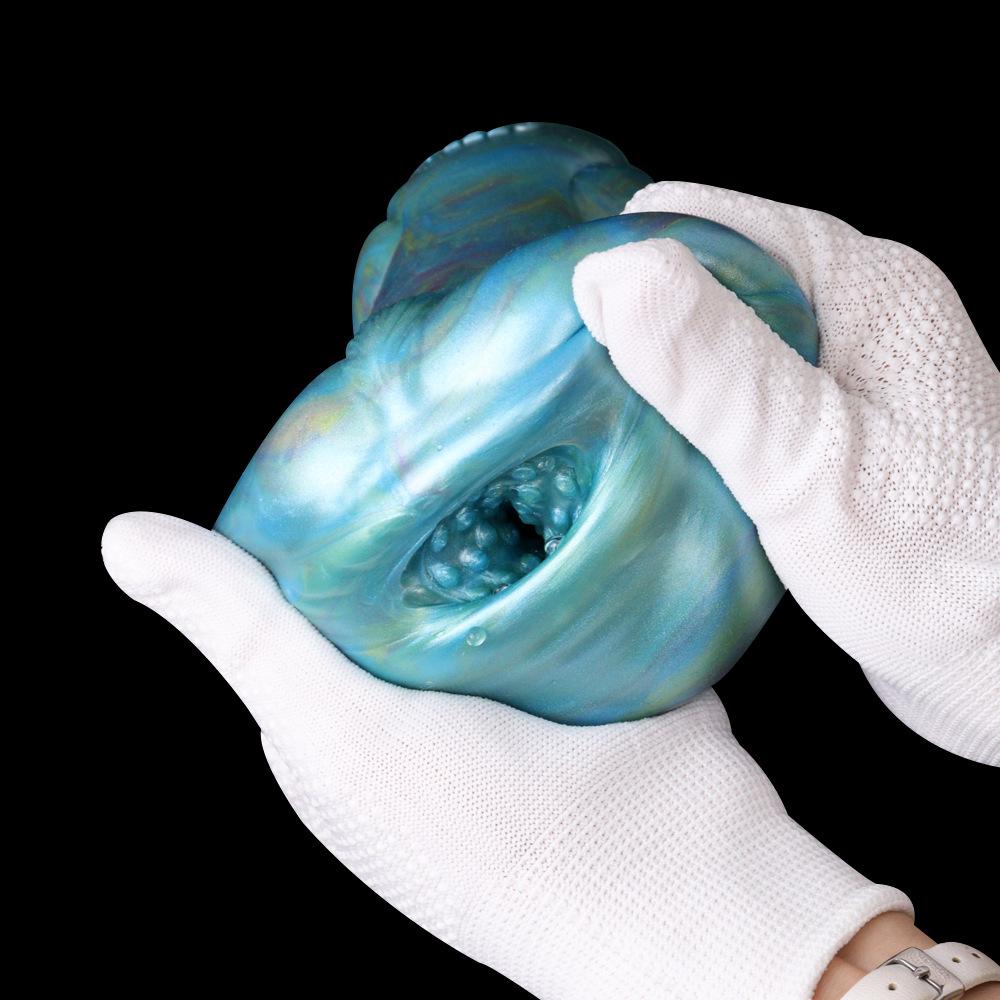 Masturbation Cup Bizarre Shapes Sex Toys For Men Simulated Animal Wolf Vagina 560g 16cm Blue Liquid Silicone Sex Dolls
