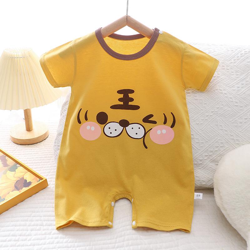 Zomerjongen Baby 0-1 Jaar Meisje Dunne Korte Mouw Cartoon Baby Onesie Romper