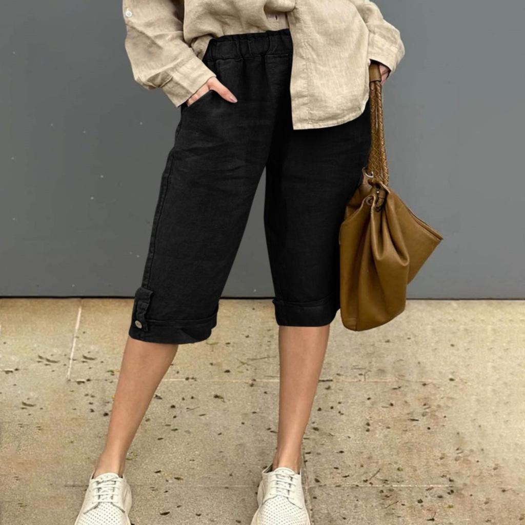 Women's Fashion & Casual High-Waisted Bermuda Shorts — Wide-Leg, Drawstring, With Pockets
