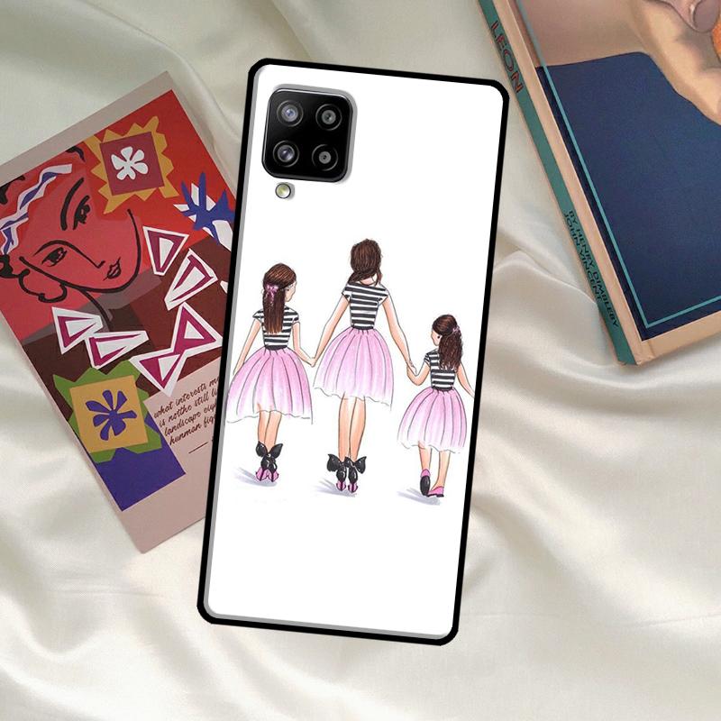 Black Brown Hair Baby Mom Girl Son Case For Samsung Galaxy A52 A32 A12 A33 A06 A16 A26 A36 A56 A15 A53 A13 A34 A54 A14 A35 A55