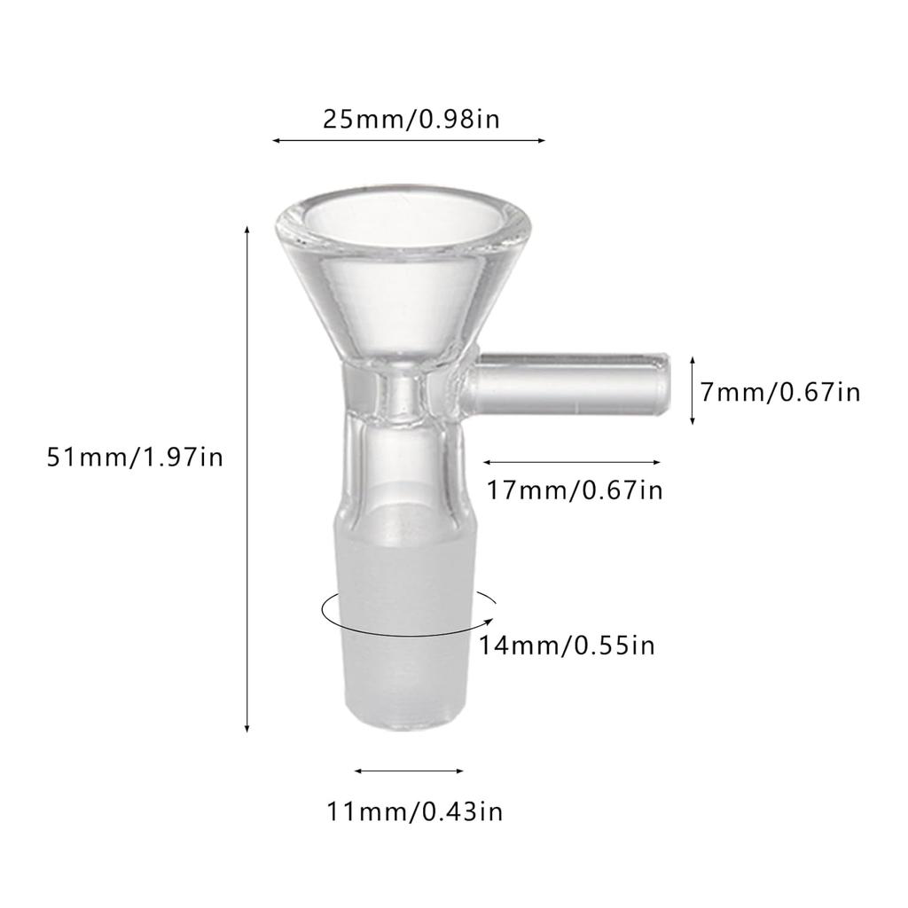 10 Pcs Glass Funnels 14mm with Handle