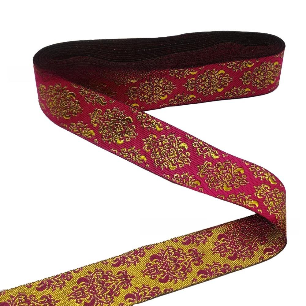 Flat Wire Gold Wire 2.5cm Width Glitter Lace Trim Ethnic Style Gold Color Clothing Decoration Accessories for Home Curtain Decor