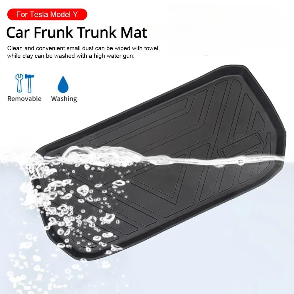 Pro Tesla Model Y Rohože Jednoduché TPE Podložka do kufru Přední úložný prostor Koberec do spodního prostoru kufru & Chránič opěradla sedadla Kryt odolný proti nečistotám