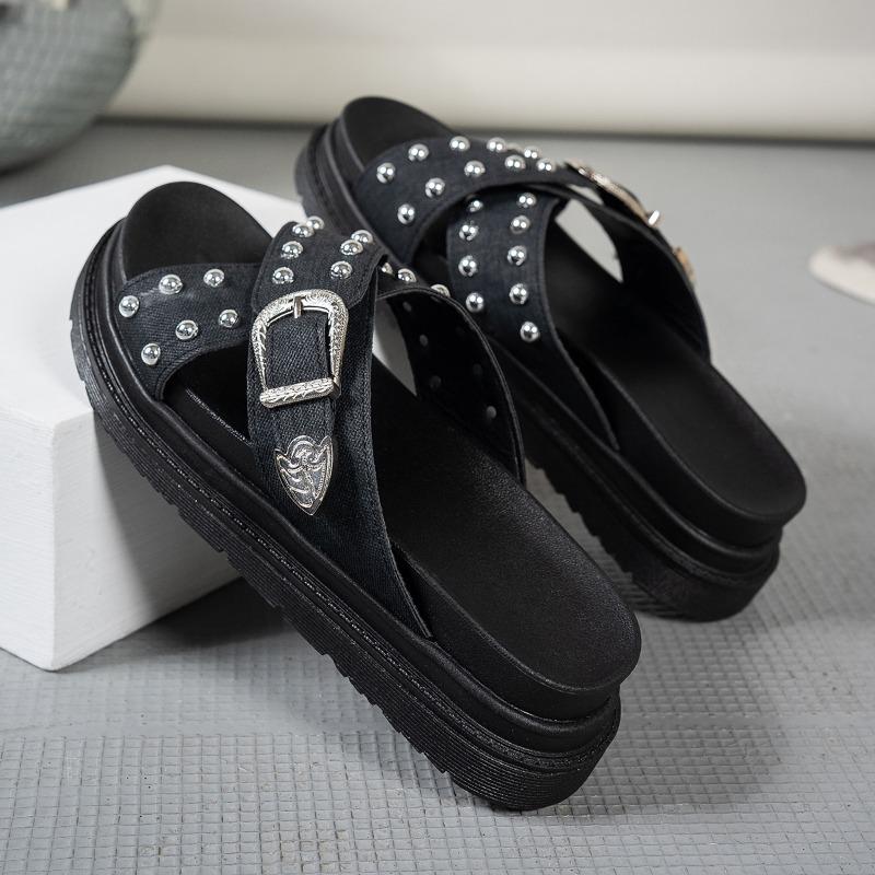 New Fashion Platform Sandals Blue Ladies Summer Dress Open Toe Beach Slippers Punk Gothic Wedge Heel Women Sandals Plus Size