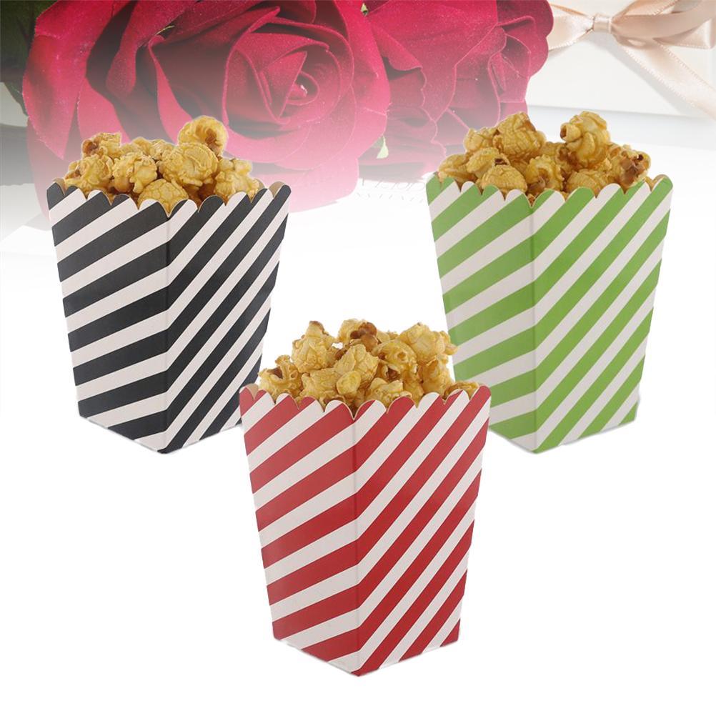 NUOLUX 24pcs Popcorn Boxes Containers Cartons Paper Popcorn Bags White Black Stripe Box