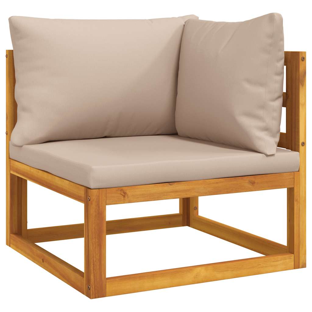 Modular Corner Sofa with Taupe Cushions Solid Acacia Wood