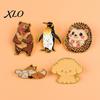 Enamel Penguin Pin Animal Brooch Pin, Bear Fox Dog Hedgehog Badge, Shape Badges Men Women Alloy for Coats Sweaters Scarves