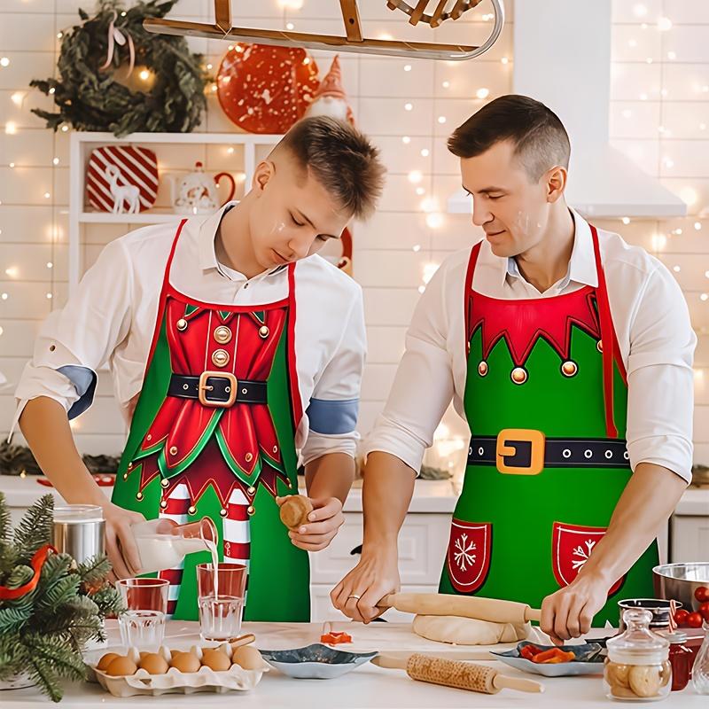 4Pcs Christmas Apron Waterproof Oilproof Funny Novelty Kitchen Cooking Aprons Festive Party Dinner Cosplay Decoration