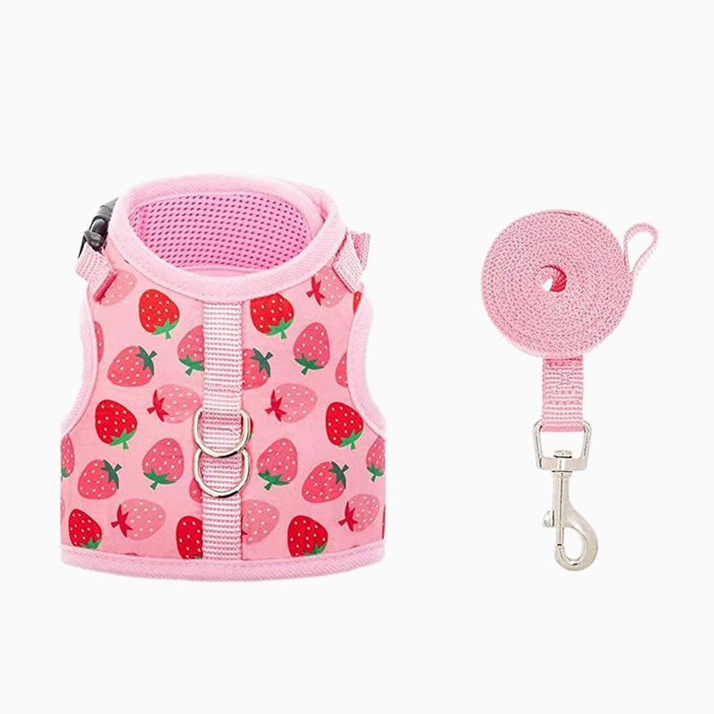 

Cat Harness Vest Walking Lead Leash For Puppy Dogs Collar Polyester Adjustable Mesh Dog Harness For Small Medium Pet Accessories S розовый