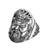 Adjustable Open Ring Men Women Plated Guan Yu Warrior Design Vintage Style Statement Jewelry Gift