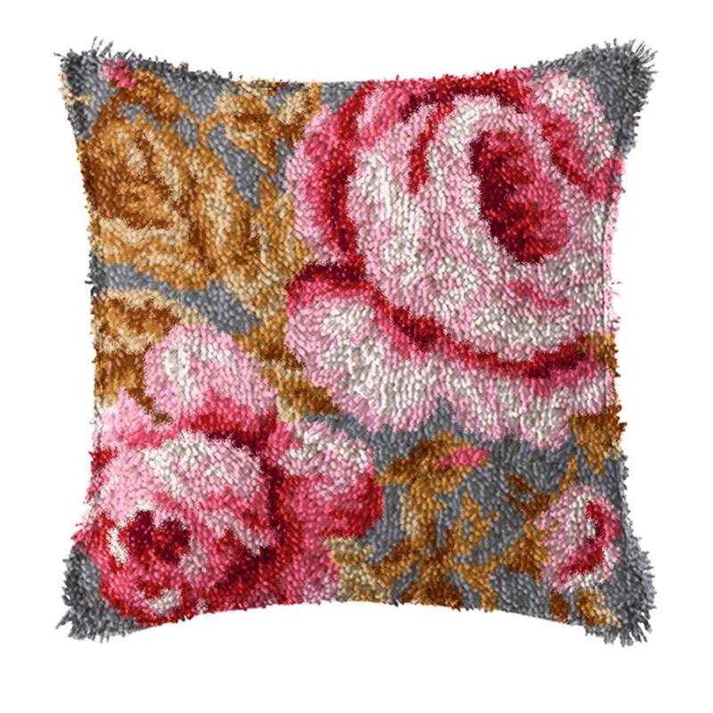 Flowers/Plant Series Latch Hook Rug Kits Pillows Smyrna Package Carpet Embroidery Latch Hook Kit Cross Stitch Pillow Knooppakket