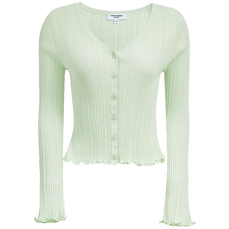 VEROMODA Ruffle V-Neck Knit Sweater