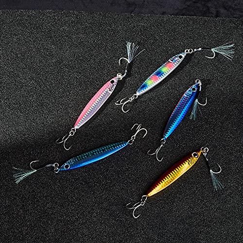 Seiran Lure Metal Jig for Sea Bass, Bluefish, 30g, 40g, 60g, 5-Color Set with Durable Coating, Long Casting Distance, Flounder, and Flathead