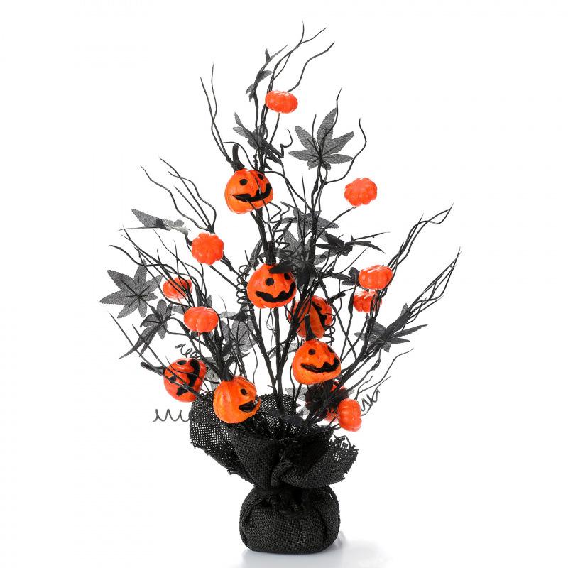 Läskiga Ins-stil Halloweenpumpor Lönnlöv Trädprydnader för Hemmafester