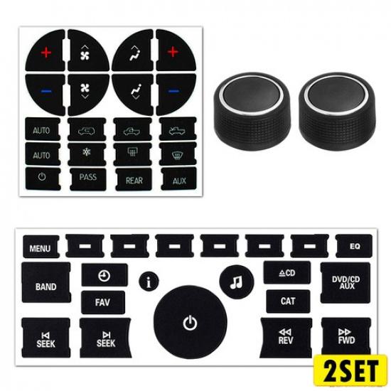 Dash & Radio Button Repair Decal Stickers Car Climate A/C Control Audio Knobs X2