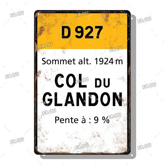 

Alpe d Huez Mont Ventoux Col du Galibier Col du Télégraphe Tour de Francia Vintage Style Bicycle Tin Sign Gift for Cyclist 20x30cm（7.8x11.8inch）