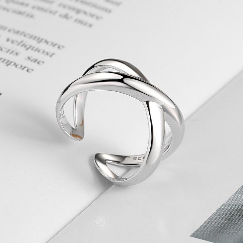 Fashion Personalized Index Finger Ring Niche Design Geometric Twist Open Ring Temperament Retro Couple Ring for Girlfriend Simple Geometric Ring