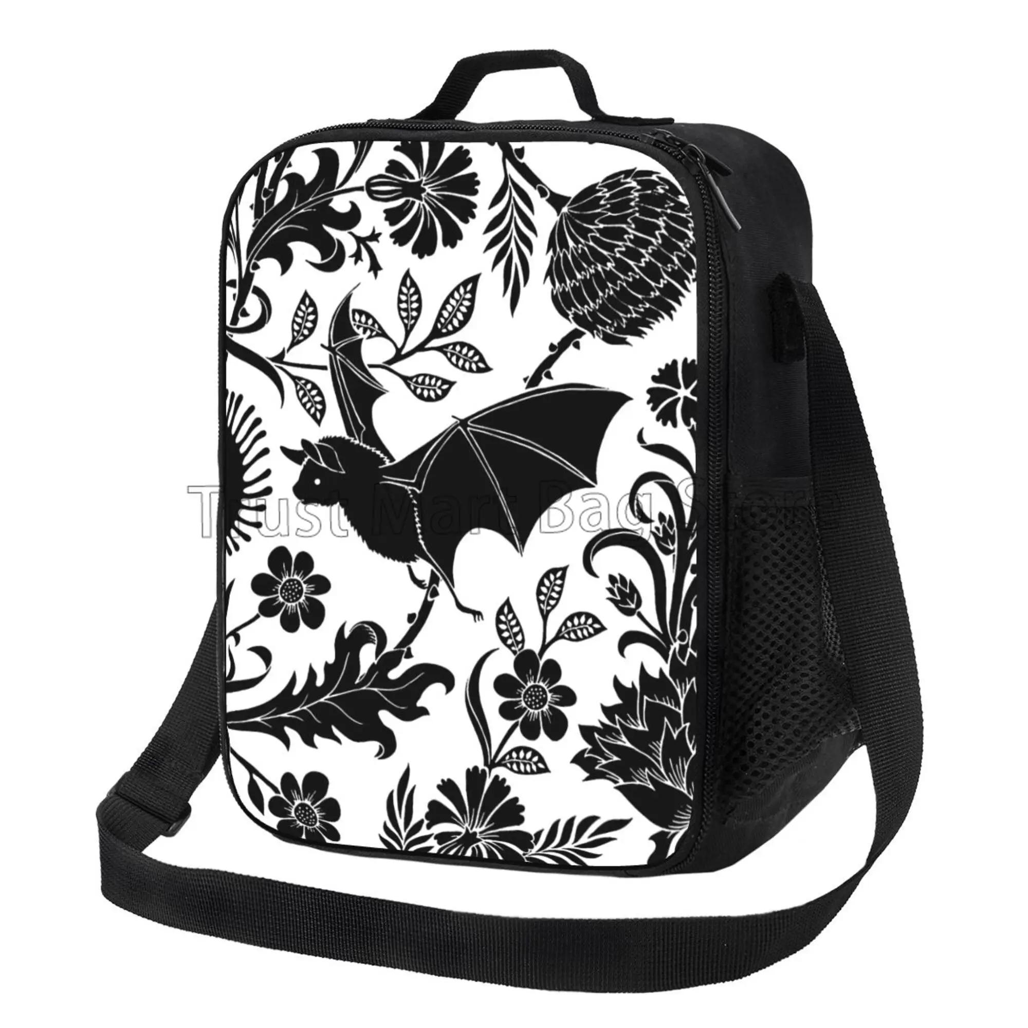 

Сумка для ланча Halloween Bats Goth, термосумка для еды с регулируемым ремешком, многоразовая сумка-холодильник Bento для путешествий, работы, пикника 26.5x20x11.5CM