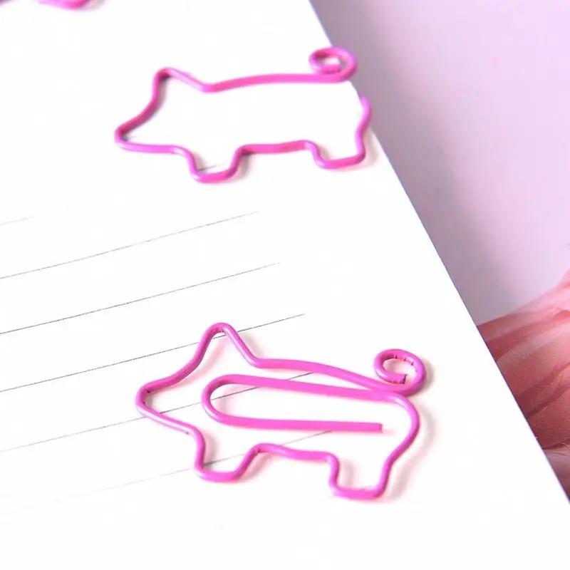 Pig Pink Bookmark Paper Clip School Office Supply 4Pcs/Lot 20Pcs/Lot Gift Stationery Creative Metal Bookmarks  Clips