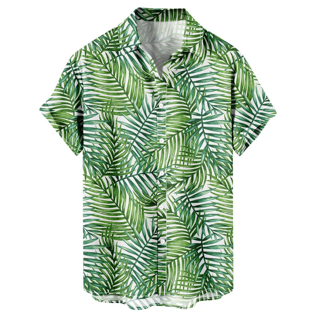 Herren Sommer Neue Lose Print Kurzarm Hemd Strickjacke Strand Hemd