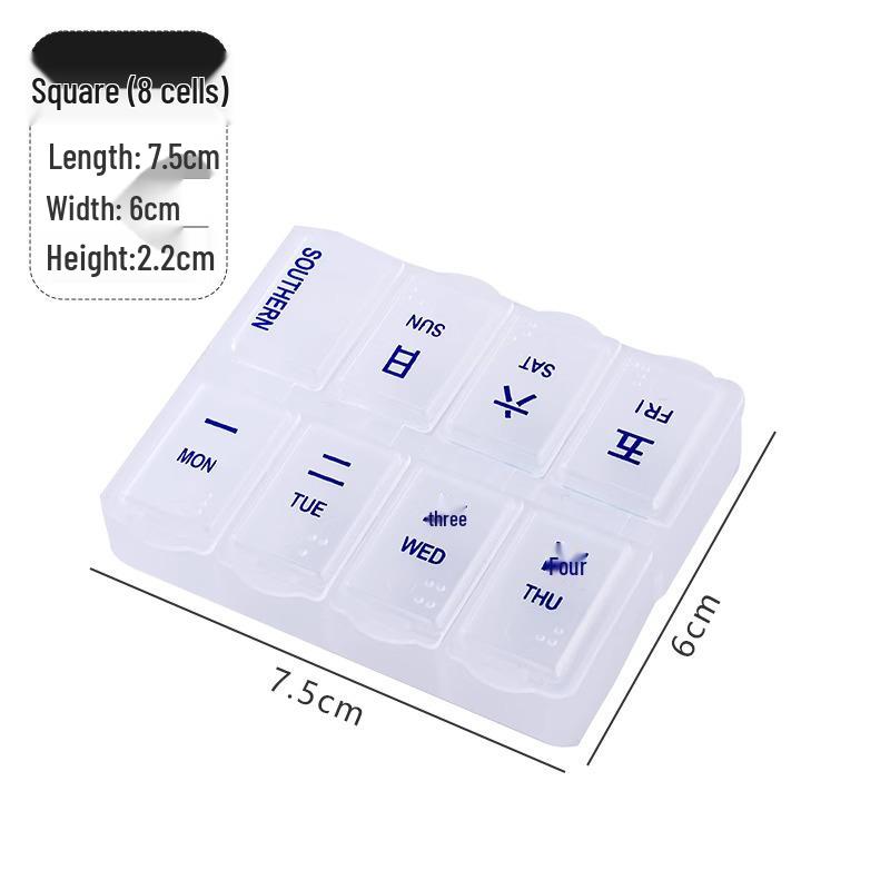 Compact Seven-Compartment Weekly Pill Organizer - Portable Travel Medicine Dispenser
