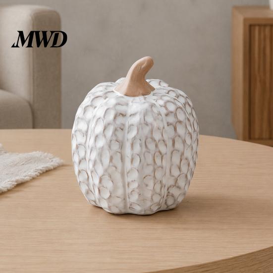 Autumn Harvest Table Centerpieces Ceramic Pumpkin Fall Centerpiece, Realistic Fake Figurine Modern Room Ornaments for Halloween Thanksgiving, Kitchen