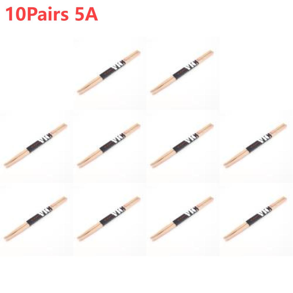 1-10Pairs Beginners Drumsticks Consistent Weight and Pitch Jazz Drum Sticks Wood Tip American Hickory Drumsticks for Percussion