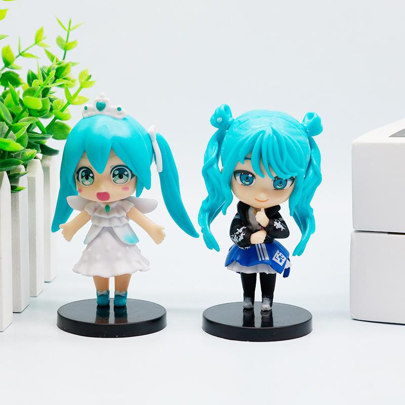 6pcs/set Anime new  miku figure mini character ornaments kawai  hatsune table decoration for home adult toy child gift