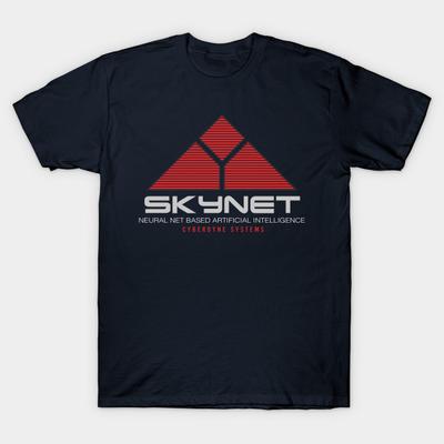 Men Black Print T-shirt Skynet No-Cut Transfer Paper Print Cotton Tshirt - Men's Summer Cotton Graphic Tee