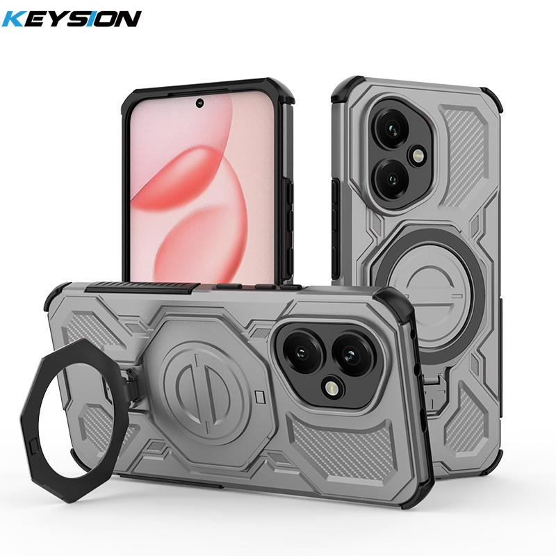 KEYSION Shockproof Magnetic Case for HONOR 400 Pro 5G Upright Live Metal Ring Stand Phone Back Cover for Huawei Honor 400 5G