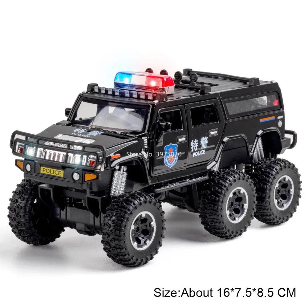 1:32er Maßstab Conqueror Polizeiauto Modellspielzeug Metallkarosserie Gummireifen Sound Licht Geländewagen Modelle für Kinder Hobby Ornamente
