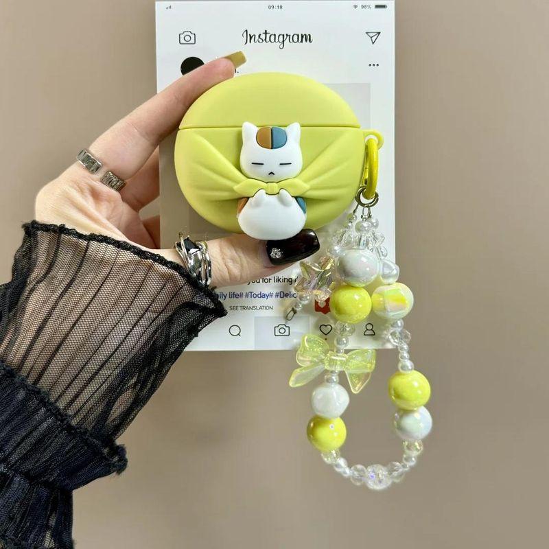 

for Huawei Freeclip Earphone Case Freebudspro4 Protective Case Freebuds6i Silicone SE2 Cartoon Pro3 Drop-Resistant 4e Soft Case 5i Men and Women Huawei Freebuds 6 Back Wrap Cat Teacher + Bracelet