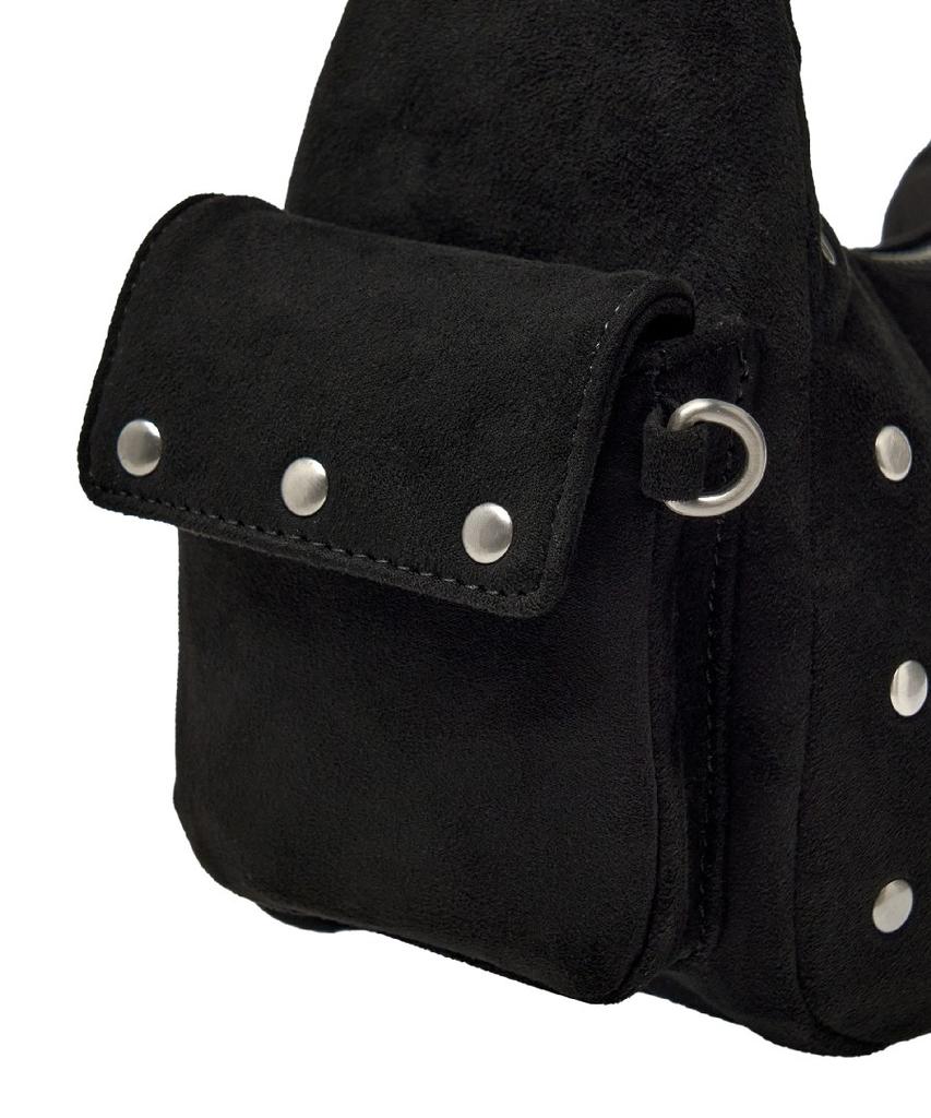 Mlb Vintage Street Nieten Hobo Tasche Ny (Schwarz)