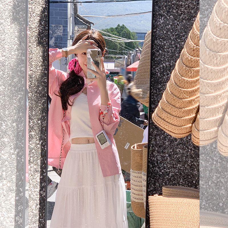 

Haddgisystudi Korean Style Women s Bottoming Long Sleeves Shirt Sling White Vest((Can be worn to 42.50 kg-60.00 kg) M