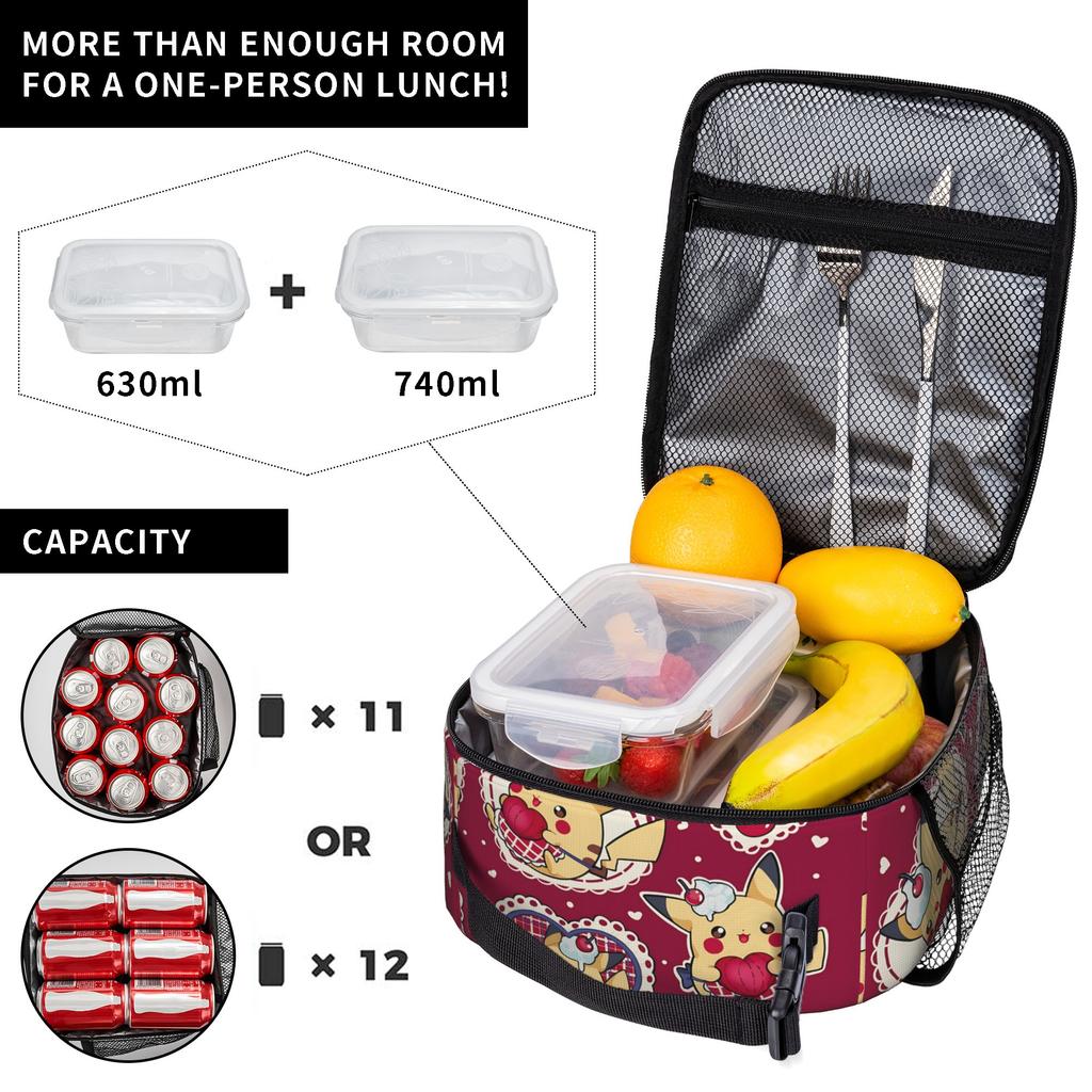 Cartoon Pokemon Theme Large Capacity Thermal Insulation Lunch Bag Insulation Bento Pack Rice Bag Storage Picnic Bags Tote