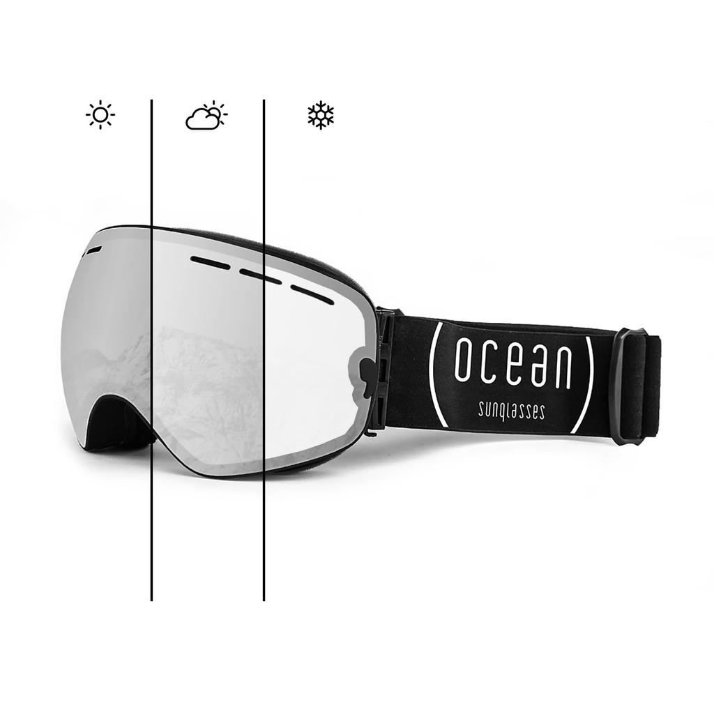 OCEAN CERVINO Snow Dual UV Black Goggles, Unisex, Lens, Protection, Anti-Fog, Scratch-Resistant, (Photochromic Lens), OCN-YH3109-0 [Authentic]