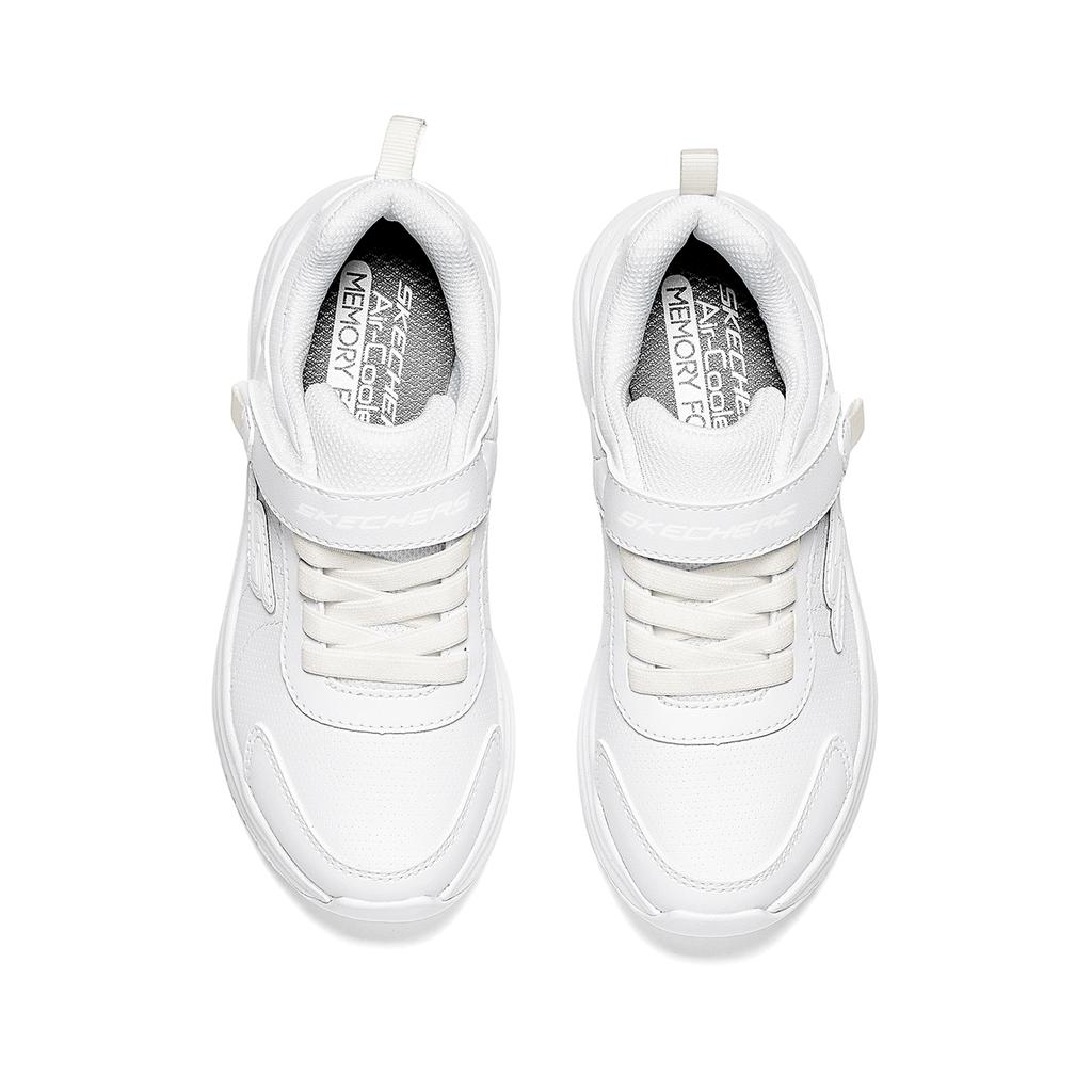 Skechers Girls Synthetic Leather Velcro Lightweight Versatile Classic Sports Shoes Shock Absorbing Comfortable School Sneakers 302644L-WHT