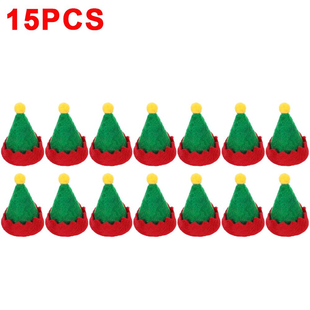 30/1Pcs Mini Santa Hats Christmas Wine Bottle Covers Lollipop Candy Hat Xmas Kids Gifts Navidad Party Table Dinner Decorations