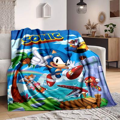 1 st Sonic Adventure Flanellpläd - HD-tryckt Lättviktig Mjuk Varm Hela Säsongen Pläd för Soffa, Säng,
