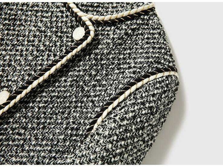 Elegant French Wool-Blend Tweed Double-Breasted Jacket for Women