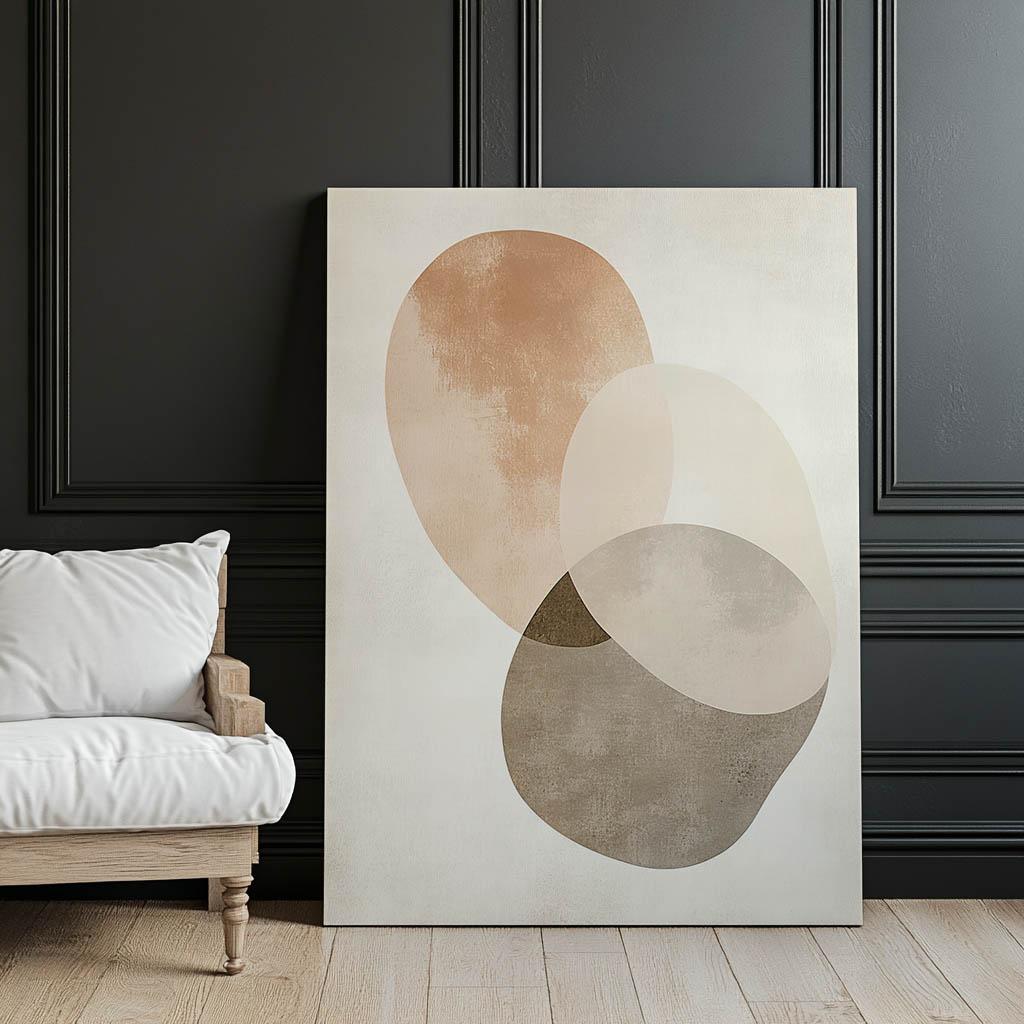 Abstrakcyjne Koła - Minimalistyczna Sztuka Abstrakcyjne Koła - Minimalistyczna Sztuka, 30X40 Cm, Rama Drewniana Ciemny Brąz, Papier Matowy 230 Gsm