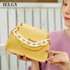 IELGY Light Fashion Women's Diagonal Chain Crocodile Pattern Yellow Square Shoulder Bag Handbag All-match Casual