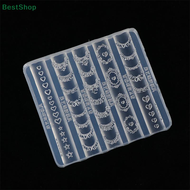 3D Lace & Heart Silicone Nail Art Mold DIY Nail Decor Transparent Manicure Template
