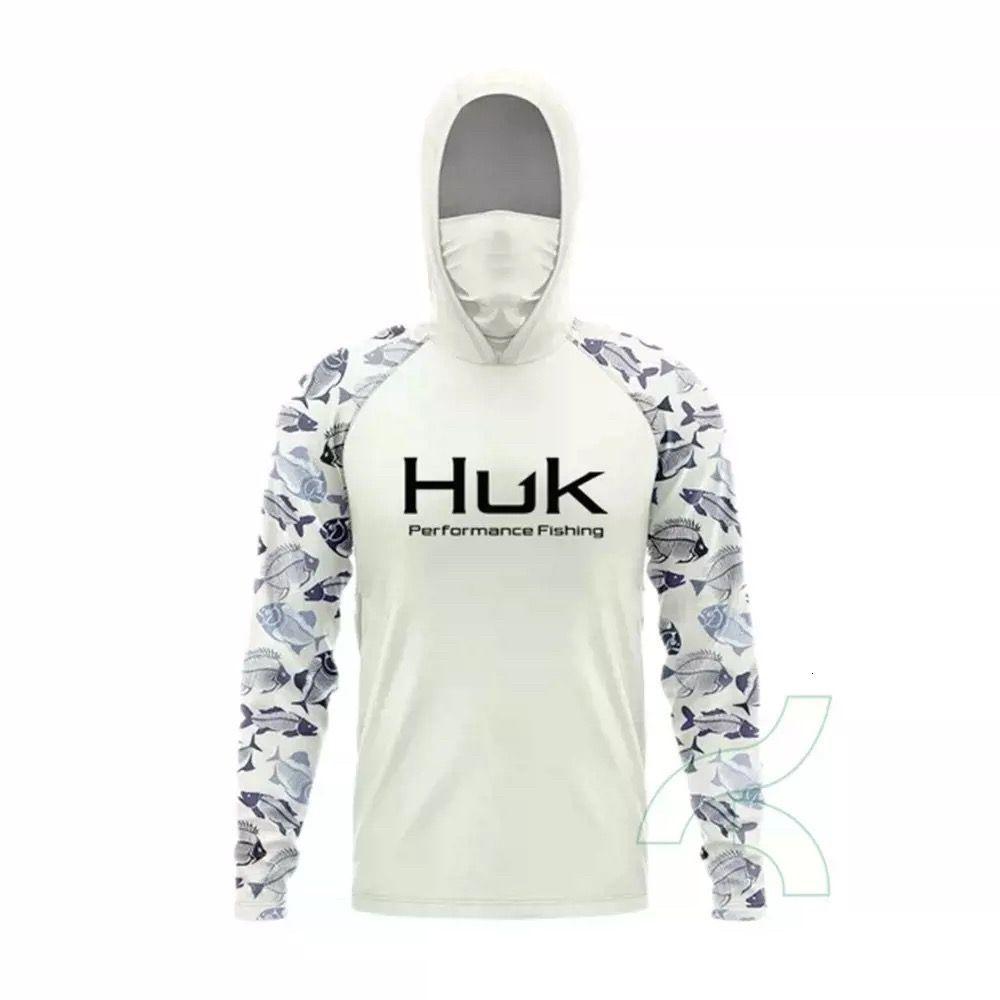 Costum de pescuit HUK pentru bărbați, transfrontalier, cu uscare rapidă, mască de praf și protecție UV, costum de pescuit ușor cu glugă, mătase de gheață