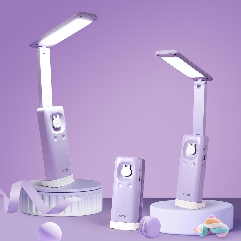 VAVOFO Electric Gas Lamp, Cordless Lamp with 15 Dimming Modes, Cute Stand, 6000 mAh Lamp, LED, Modern Office Lamp (Purple)