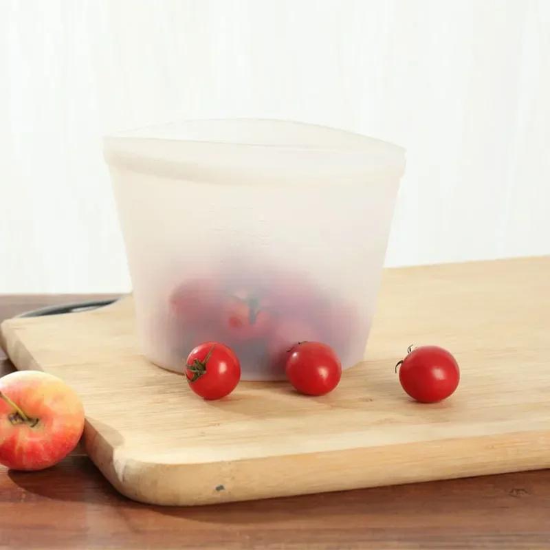3 Pcs/set Silicone Crisper Food Storage Containers Refrigerator Freezer Storage Bags Reusable Self Sealing Pouch