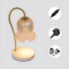 Lily Valley Postmodern Brass Table Lamp Scented Melting Wax Aromatherapy Ambient Light Luxury Candle Holder Timer for Bedroom