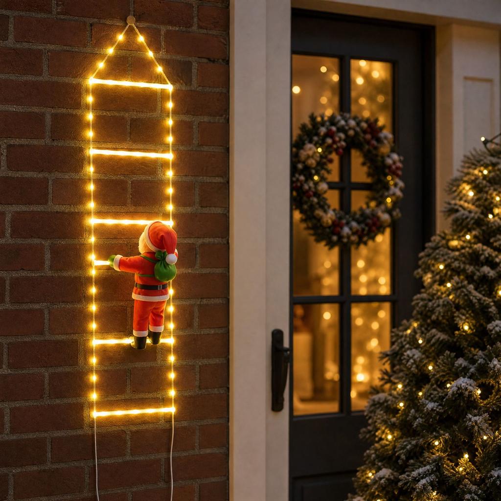 Christmas Climbing Ladder Lights with Remote Control and 8 Lighting Modes