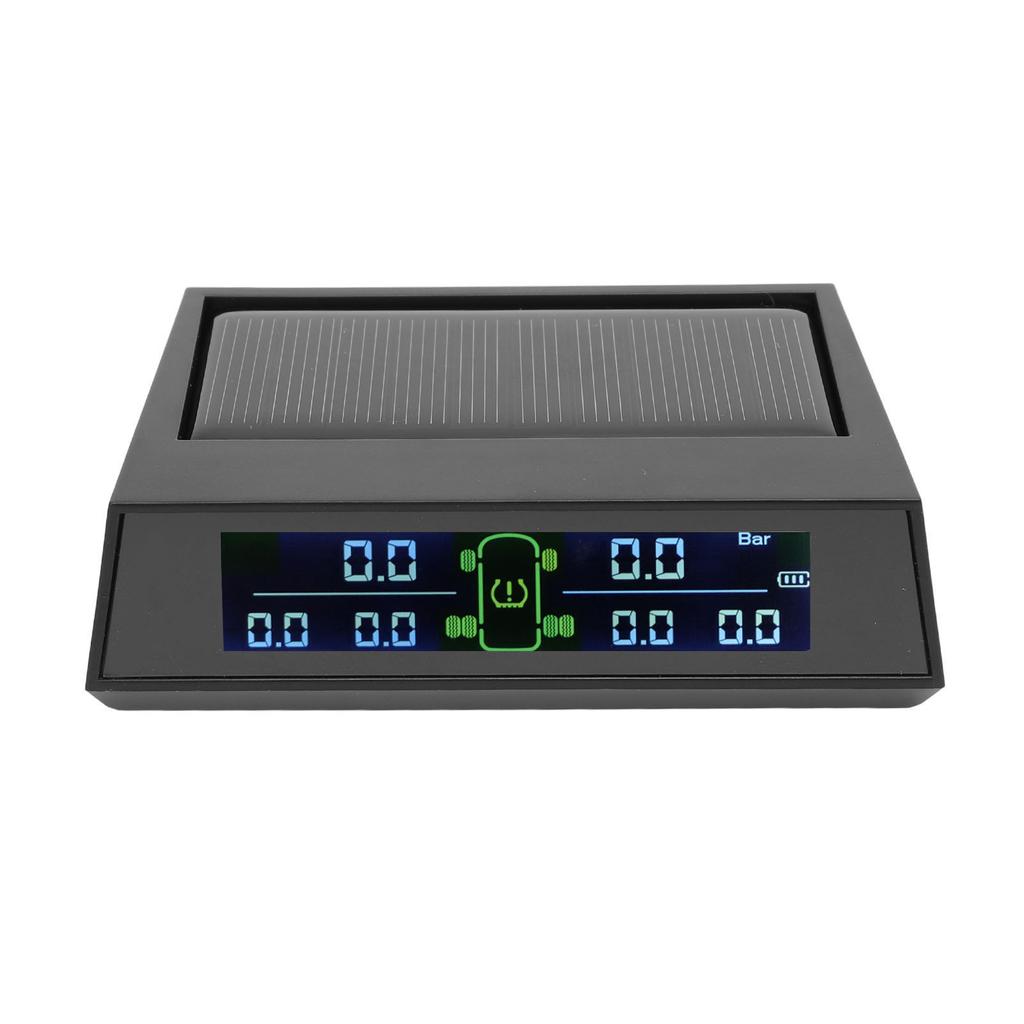 Däcktrycksövervakningssystem LCD-display med 6 externa sensorer Säkerhetslarm Solcellsdriven Trådlös TPMS