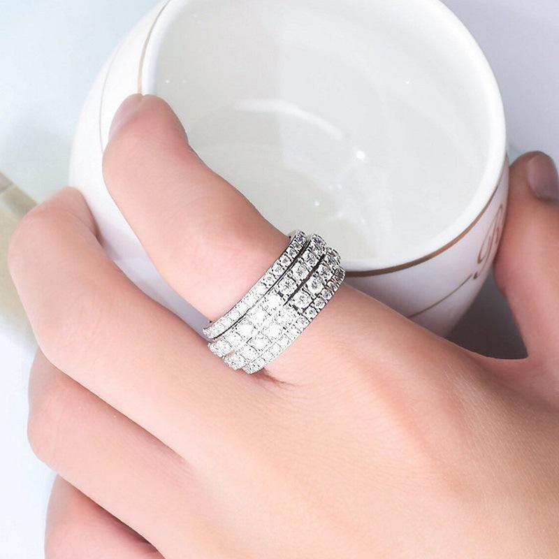 Cao Shi Trendy Hip-Hop Half-Circle Diamond Ring for Men & Women - Shiny Street Style Index Finger Accessory